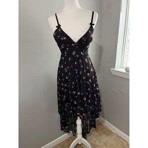 Disney princess High Low Lace Overlay Black Floral Dress Size XS